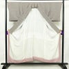 小紋 縮緬 正絹 亀甲柄 袷仕立て 身丈153.5cm 裄丈66.5cm 着物 グレー_画像3