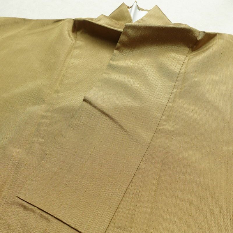 紬 正絹 無地 袷仕立て 身丈164.5cm 裄丈67cm 着物 黄・黄土色_画像15