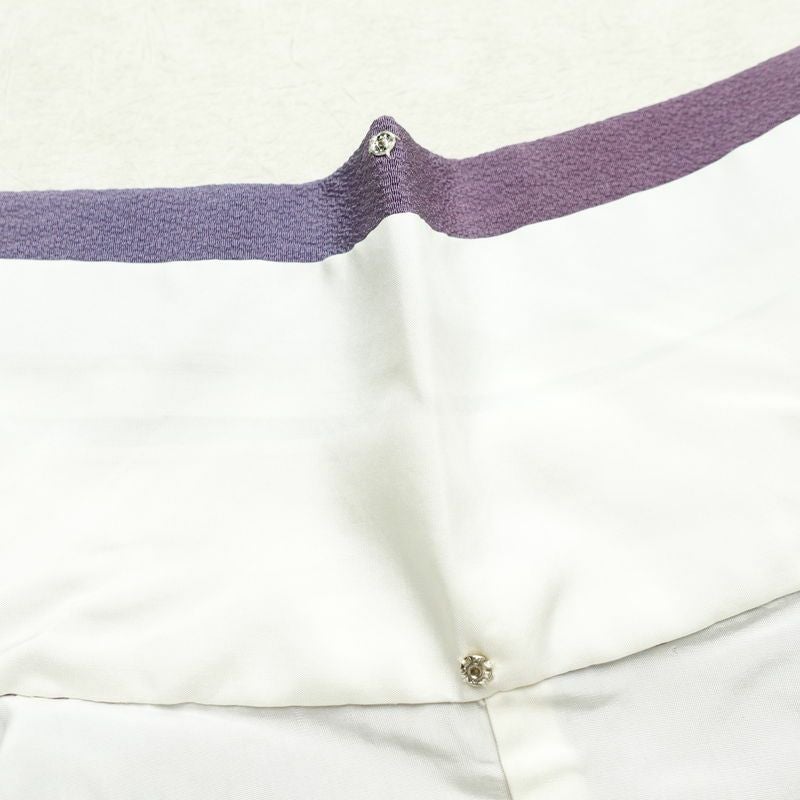 小紋 斉藤三才 落款入り 縮緬 一つ紋付き 正絹 その他の柄 袷仕立て 身丈157cm 裄丈66.5cm フォーマル 着物 紫・藤色_画像16