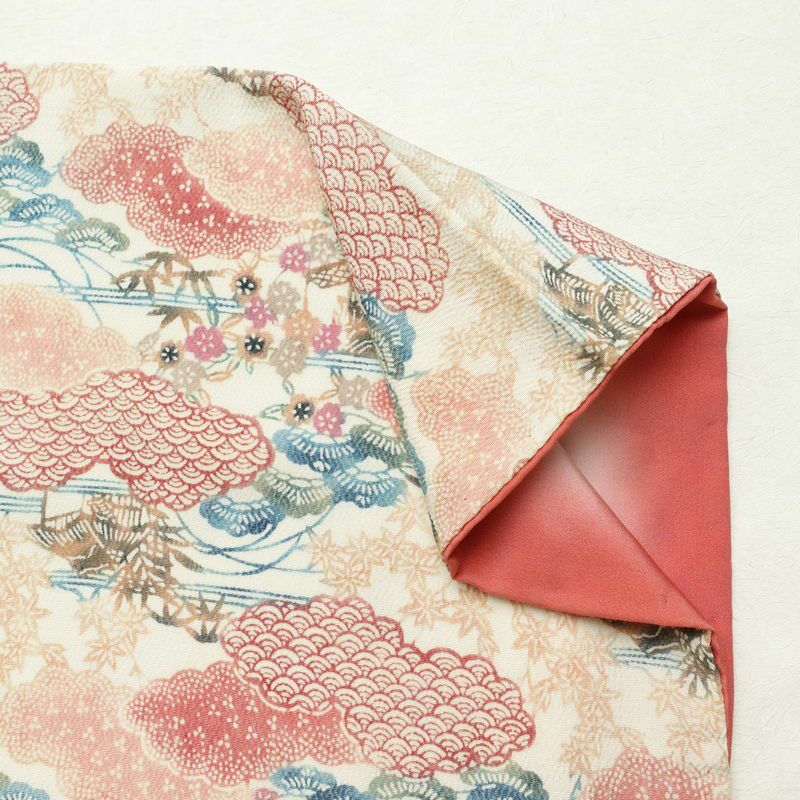 小紋 縮緬 正絹 古典柄 袷仕立て 身丈154cm 裄丈66.5cm 着物 クリーム_画像13