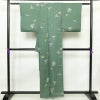 小紋 正絹 花柄 袷仕立て 身丈157cm 裄丈67cm 箔 着物 緑・うぐいす色_画像2