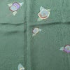 小紋 正絹 花柄 袷仕立て 身丈157cm 裄丈67cm 箔 着物 緑・うぐいす色_画像6