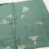 小紋 正絹 花柄 袷仕立て 身丈157cm 裄丈67cm 箔 着物 緑・うぐいす色_画像11