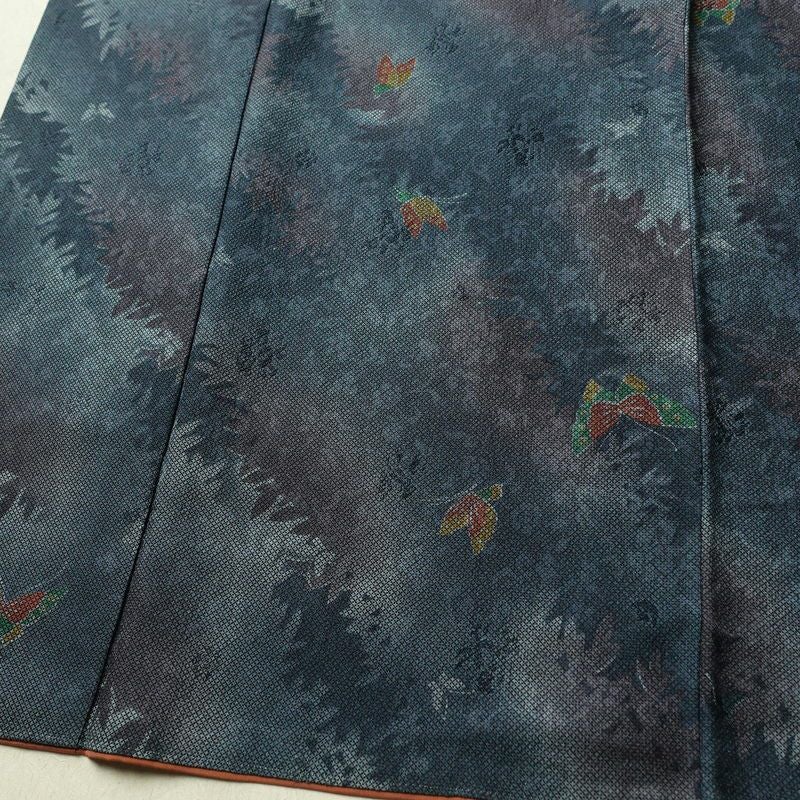 小紋 丹後ちりめん 正絹 蝶・昆虫柄 袷仕立て 身丈156cm 裄丈66cm 着物 青・紺_画像4