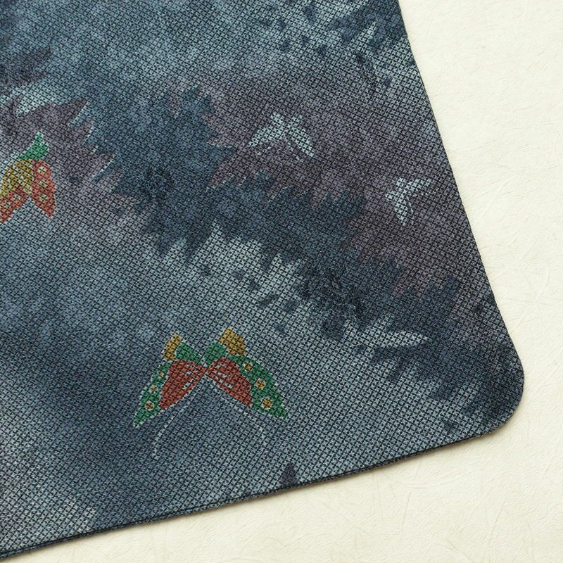 小紋 丹後ちりめん 正絹 蝶・昆虫柄 袷仕立て 身丈156cm 裄丈66cm 着物 青・紺_画像14