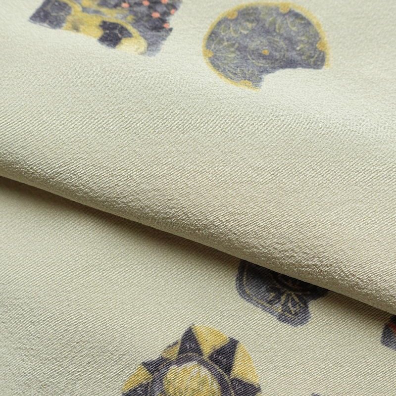 小紋 縮緬 正絹 幾何学柄・抽象柄 袷仕立て 身丈165cm 裄丈66cm 着物 グレー_画像20