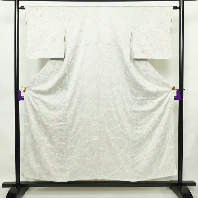 小紋 絞り 正絹 幾何学柄・抽象柄 袷仕立て 身丈153cm 裄丈63.5cm 着物 青・紺_画像1