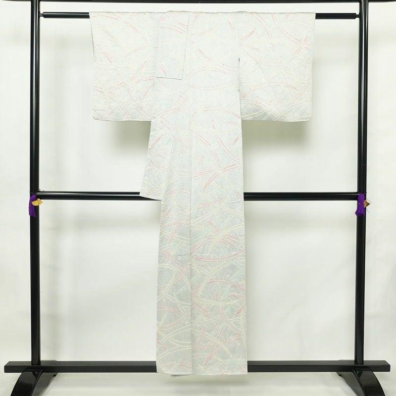 小紋 絞り 正絹 幾何学柄・抽象柄 袷仕立て 身丈153cm 裄丈63.5cm 着物 青・紺_画像2