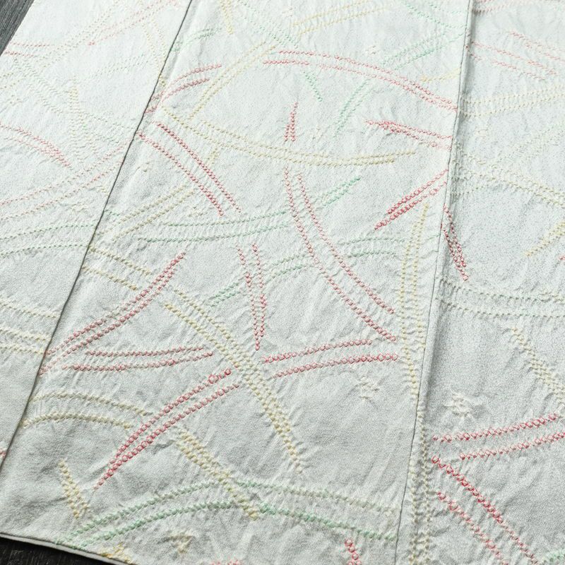 小紋 絞り 正絹 幾何学柄・抽象柄 袷仕立て 身丈153cm 裄丈63.5cm 着物 青・紺_画像4