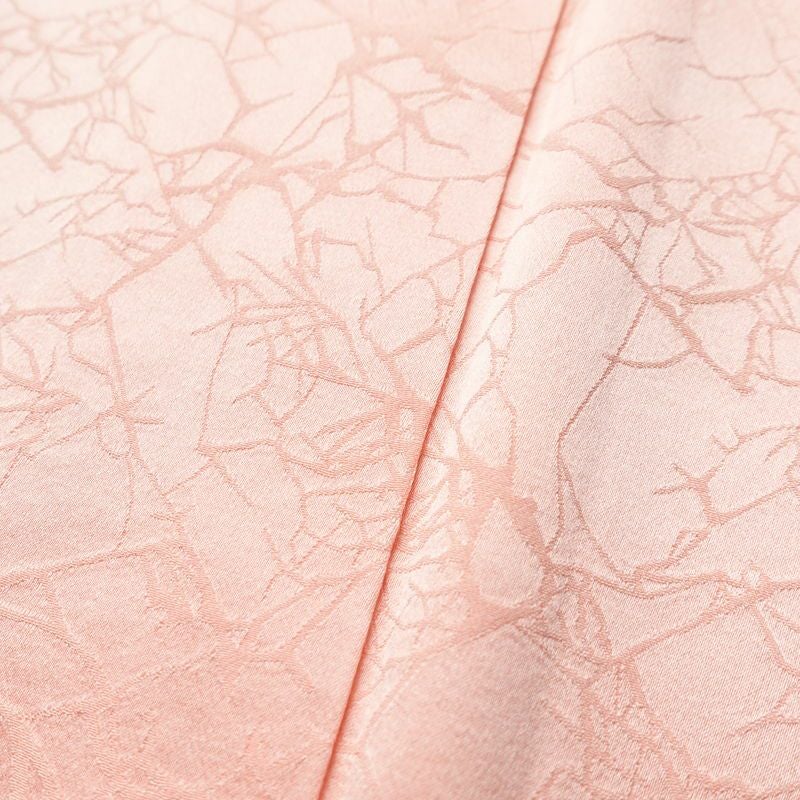 色無地 良品 綸子 一つ紋付き 正絹 幾何学柄・抽象柄 袷仕立て 身丈159.5cm 裄丈63cm 共八掛 フォーマル 着物 ピンク_画像8