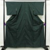 大島紬 正絹 幾何学柄・抽象柄 袷仕立て 身丈162cm 裄丈65.5cm 着物 緑・うぐいす色_画像1