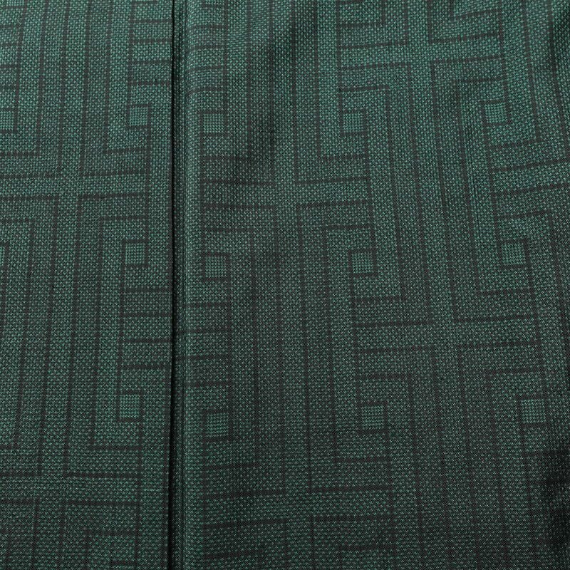 大島紬 正絹 幾何学柄・抽象柄 袷仕立て 身丈162cm 裄丈65.5cm 着物 緑・うぐいす色_画像9