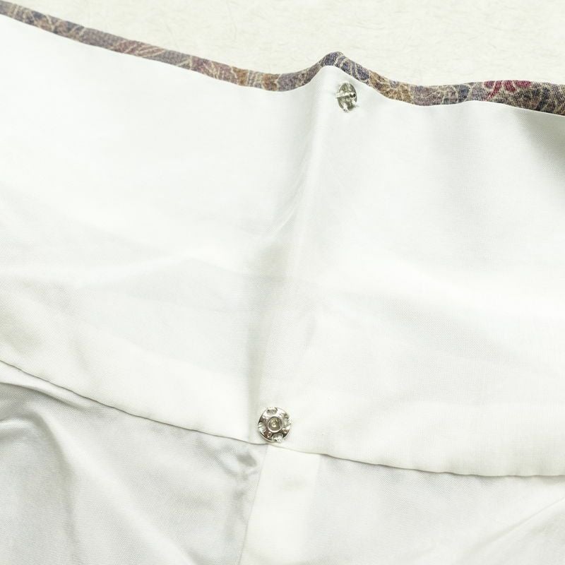 小紋 良品 丹後ちりめん 縮緬 正絹 木の葉・植物柄 袷仕立て 身丈152.5cm 裄丈64.5cm 着物 紫・藤色_画像19