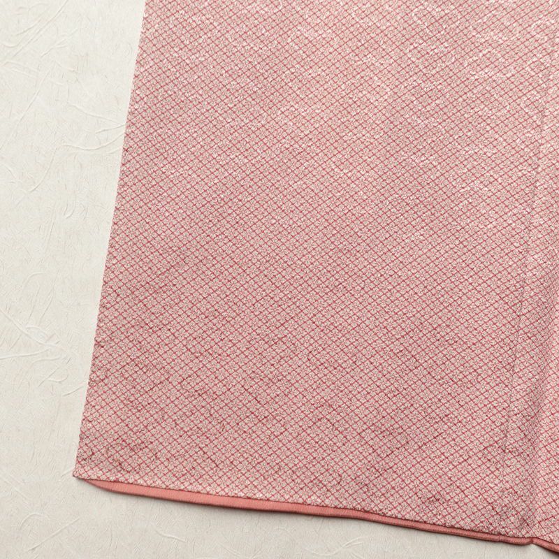 色無地 良品 一つ紋付き 正絹 古典柄 袷仕立て 身丈163.5cm 裄丈67.5cm 一部しつけ糸付き フォーマル 着物 ピンク_画像10