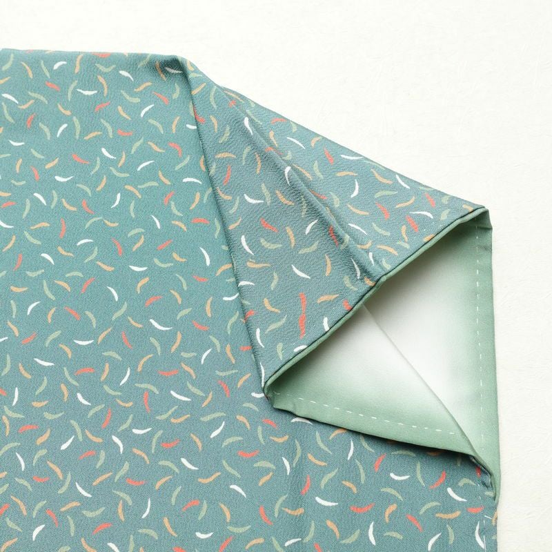 小紋 しつけ糸付き 縮緬 正絹 幾何学柄・抽象柄 袷仕立て 身丈158cm 裄丈64cm 着物 緑・うぐいす色_画像13