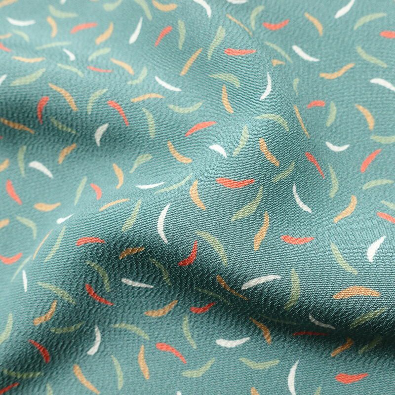 小紋 しつけ糸付き 縮緬 正絹 幾何学柄・抽象柄 袷仕立て 身丈158cm 裄丈64cm 着物 緑・うぐいす色_画像21