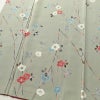 小紋 縮緬 正絹 花柄 袷仕立て 身丈163cm 裄丈67cm 箔 着物 緑・うぐいす色_画像4