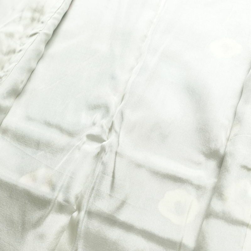 小紋 縮緬 正絹 花柄 袷仕立て 身丈163cm 裄丈67cm 箔 着物 緑・うぐいす色_画像18