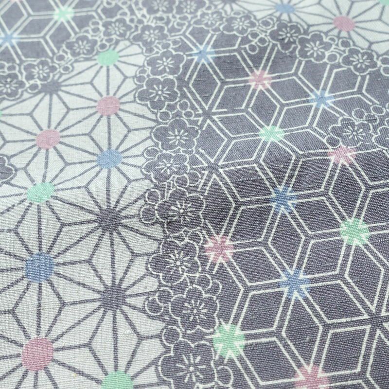 小紋 正絹 紬地 麻の葉柄 袷仕立て 身丈166cm 裄丈66.5cm 着物 青・紺_画像7