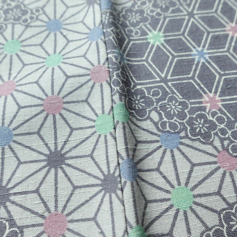 小紋 正絹 紬地 麻の葉柄 袷仕立て 身丈166cm 裄丈66.5cm 着物 青・紺_画像9