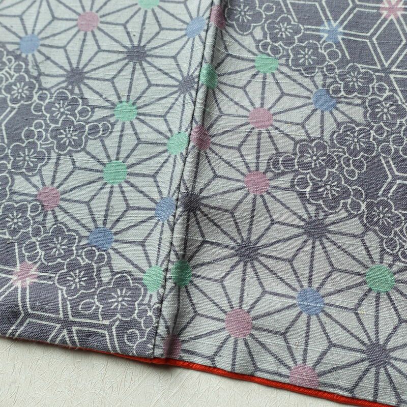 小紋 正絹 紬地 麻の葉柄 袷仕立て 身丈166cm 裄丈66.5cm 着物 青・紺_画像10