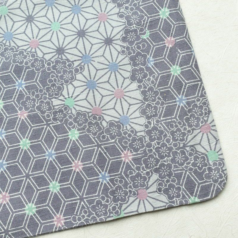 小紋 正絹 紬地 麻の葉柄 袷仕立て 身丈166cm 裄丈66.5cm 着物 青・紺_画像14