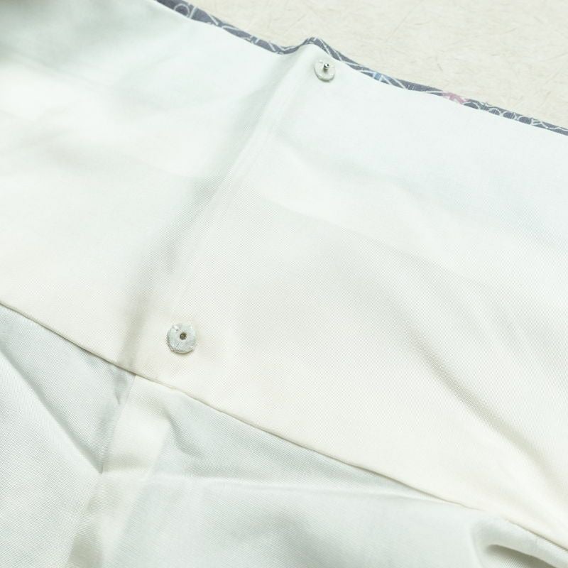 小紋 正絹 紬地 麻の葉柄 袷仕立て 身丈166cm 裄丈66.5cm 着物 青・紺_画像19