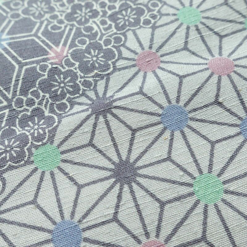 小紋 正絹 紬地 麻の葉柄 袷仕立て 身丈166cm 裄丈66.5cm 着物 青・紺_画像20