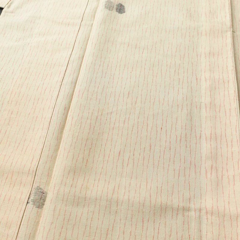 単衣 紬 正絹 幾何学柄・抽象柄 単衣仕立て 身丈158cm 裄丈66cm 着物 ベージュ_画像5