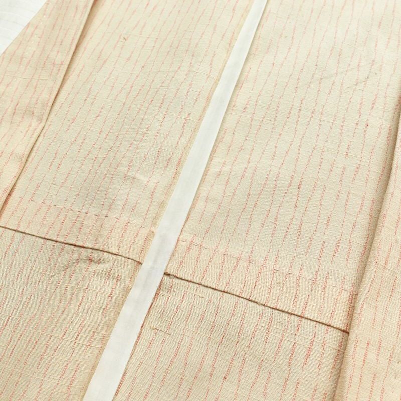 単衣 紬 正絹 幾何学柄・抽象柄 単衣仕立て 身丈158cm 裄丈66cm 着物 ベージュ_画像19