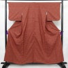 紬 正絹 幾何学柄・抽象柄 袷仕立て 身丈157.5cm 裄丈65.5cm 着物 小豆・エンジ_画像1