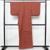 紬 正絹 幾何学柄・抽象柄 袷仕立て 身丈157.5cm 裄丈65.5cm 着物 小豆・エンジ_画像2