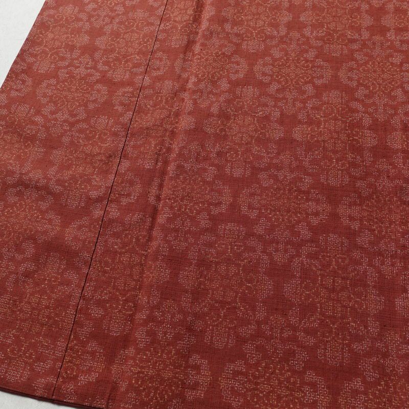 紬 正絹 幾何学柄・抽象柄 袷仕立て 身丈157.5cm 裄丈65.5cm 着物 小豆・エンジ_画像4