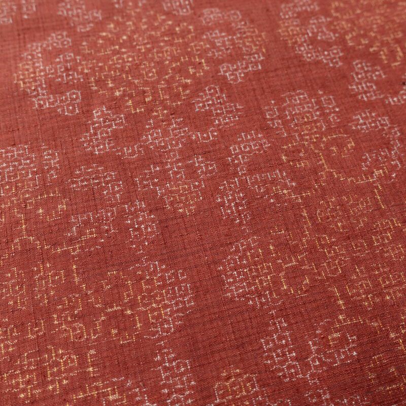 紬 正絹 幾何学柄・抽象柄 袷仕立て 身丈157.5cm 裄丈65.5cm 着物 小豆・エンジ_画像7