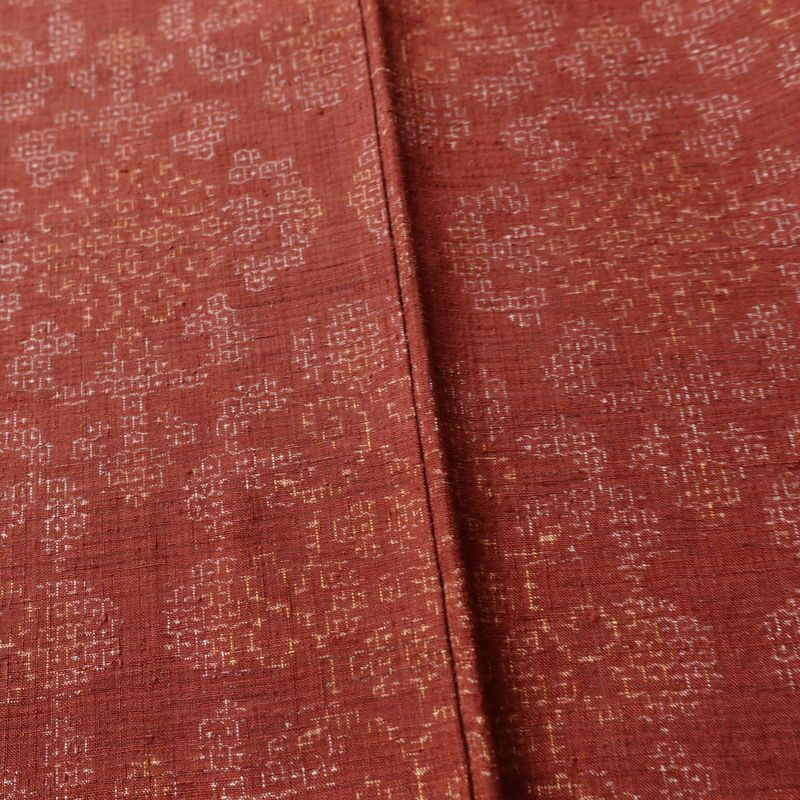 紬 正絹 幾何学柄・抽象柄 袷仕立て 身丈157.5cm 裄丈65.5cm 着物 小豆・エンジ_画像10