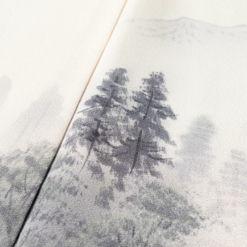 付け下げ しつけ糸付き 一つ紋付き 正絹 風景柄 袷仕立て 身丈163.5cm 裄丈67cm フォーマル 着物 ピンク_画像7