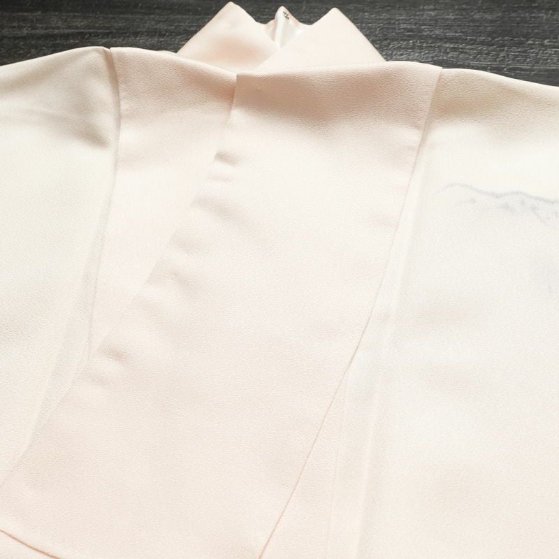 付け下げ しつけ糸付き 一つ紋付き 正絹 風景柄 袷仕立て 身丈163.5cm 裄丈67cm フォーマル 着物 ピンク_画像19