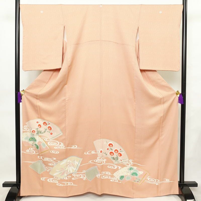 色留袖 身丈156.5cm 裄丈63cm 正絹 名品 【中古】 美品】 色留袖 身丈156.5cm 裄丈68.5cm L 袷 建物 松 金糸 クリーム