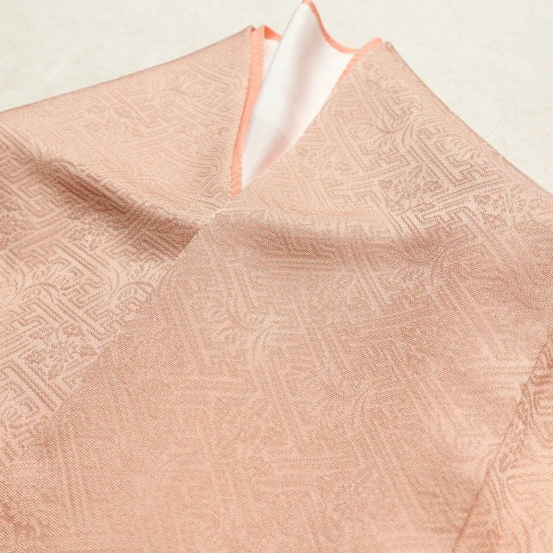 色留袖 三つ紋付き 正絹 花柄 袷仕立て 身丈166cm 裄丈69cm 箔 刺繍 共八掛 金彩 フォーマル 着物 ピンク_画像18