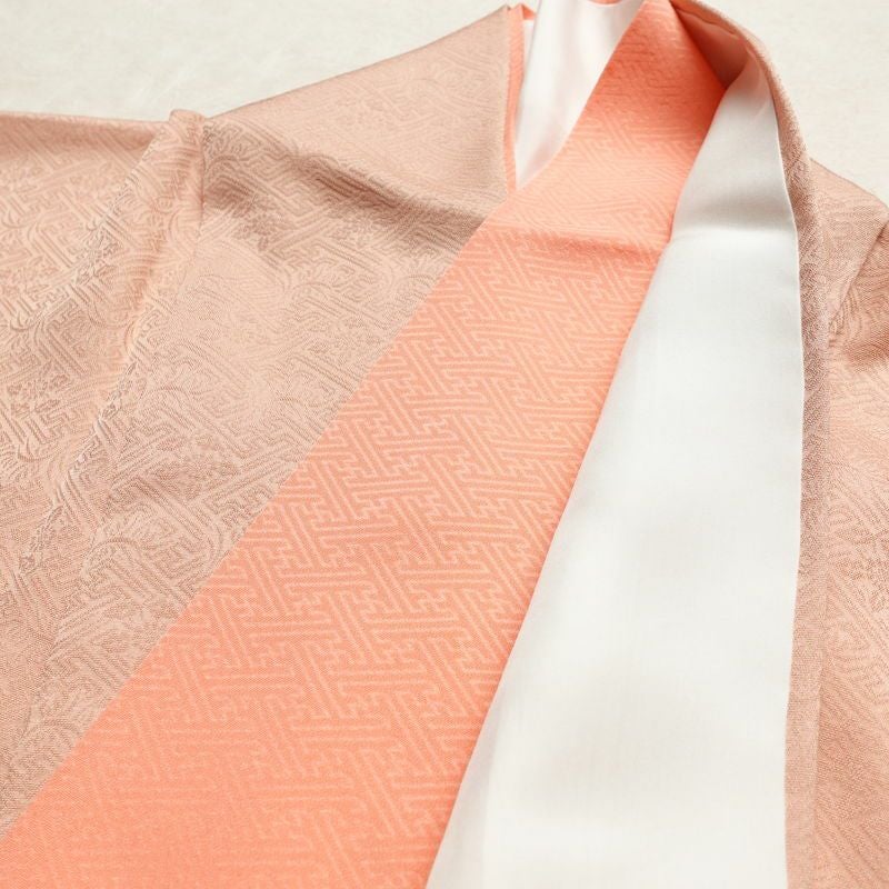 色留袖 三つ紋付き 正絹 花柄 袷仕立て 身丈166cm 裄丈69cm 箔 刺繍 共八掛 金彩 フォーマル 着物 ピンク_画像19