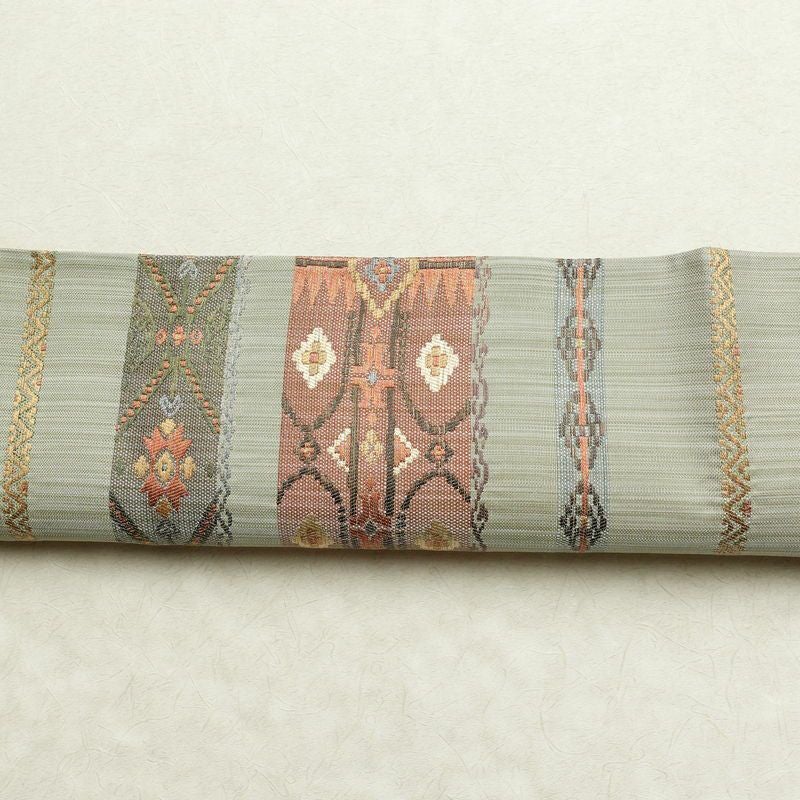 袋帯 六通柄 美品 一般用 正絹 縞柄・線柄 帯 緑・うぐいす色_画像15