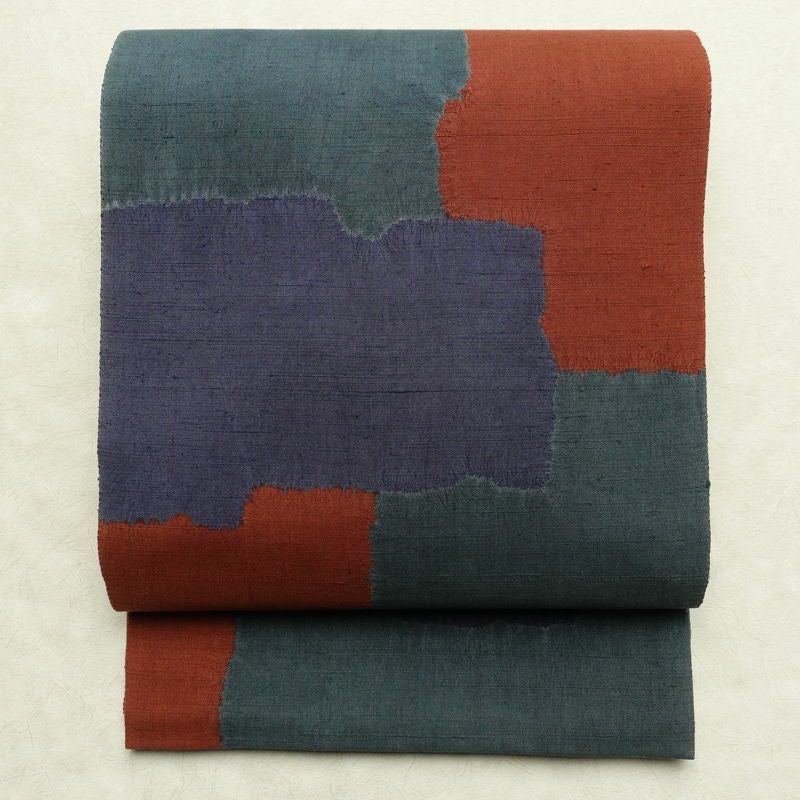 袋帯 六通柄 良品 一般用 正絹 絞り 幾何学柄・抽象柄 帯 多色使い_画像1