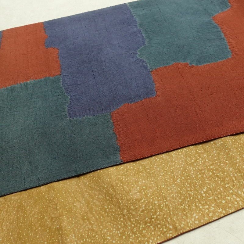 袋帯 六通柄 良品 一般用 正絹 絞り 幾何学柄・抽象柄 帯 多色使い_画像10