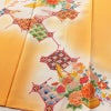 付け下げ 正絹 花柄 袷仕立て 身丈165cm 裄丈64.5cm 箔 金彩 フォーマル 着物 黄・黄土色_画像4