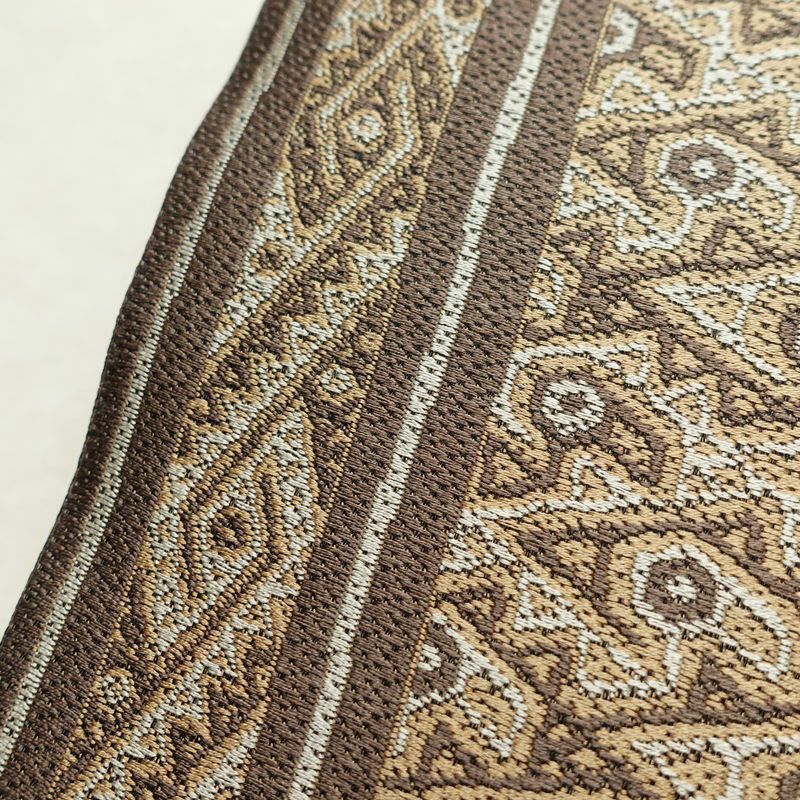 袋帯 六通柄 美品 一般用 正絹 幾何学柄・抽象柄 帯 茶_画像6