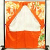 振袖 金駒刺繍 綸子 正絹 花柄 袷仕立て 身丈164cm 裄丈67cm 箔 金彩 フォーマル 着物 橙_画像3