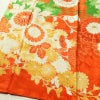 振袖 金駒刺繍 綸子 正絹 花柄 袷仕立て 身丈164cm 裄丈67cm 箔 金彩 フォーマル 着物 橙_画像4