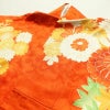 振袖 金駒刺繍 綸子 正絹 花柄 袷仕立て 身丈164cm 裄丈67cm 箔 金彩 フォーマル 着物 橙_画像14