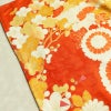 振袖 金駒刺繍 綸子 正絹 花柄 袷仕立て 身丈164cm 裄丈67cm 箔 金彩 フォーマル 着物 橙_画像17