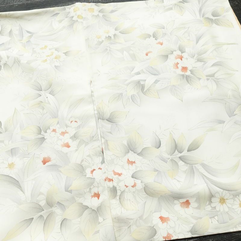 小紋 正絹 花柄 袷仕立て 身丈154.5cm 裄丈64.5cm 箔 着物 グレー_画像15